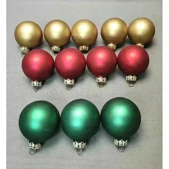 Vintage Mercury Glass Red Gold Green 2" Ball Christmas Ornaments (12) W. Germany - Picture 2 of 3